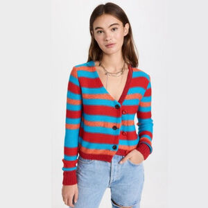 Andersson Bell Marta Stripe Cardigan red blue orange asymmetrical women's XS